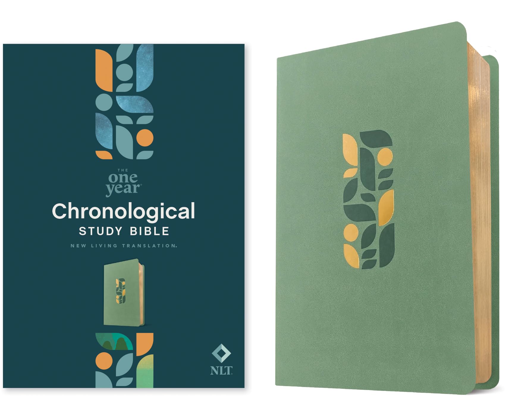 Nlt One Year Chronological Study Bible (Leatherlike, Sage Green Mosaic)