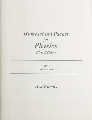 Home Study Packet for Saxon Physics: Test Forms,Used