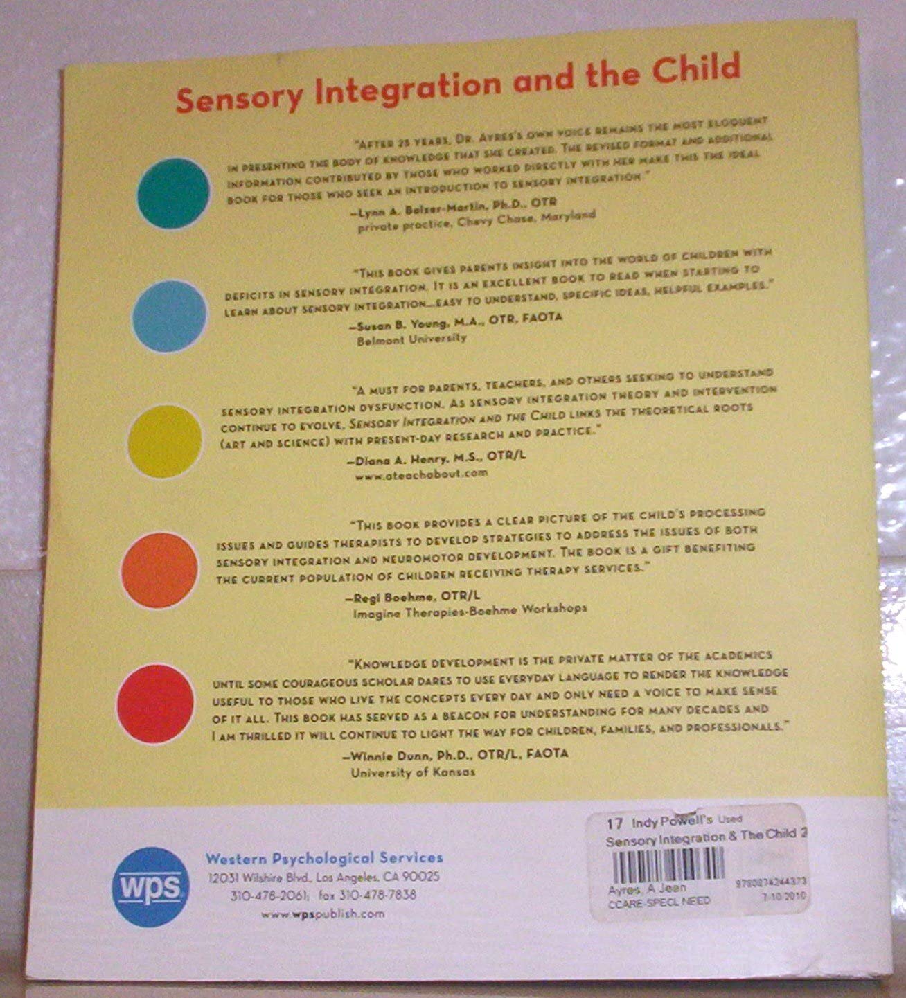 Sensory Integration and the Child: 25th Anniversary Edition,Used