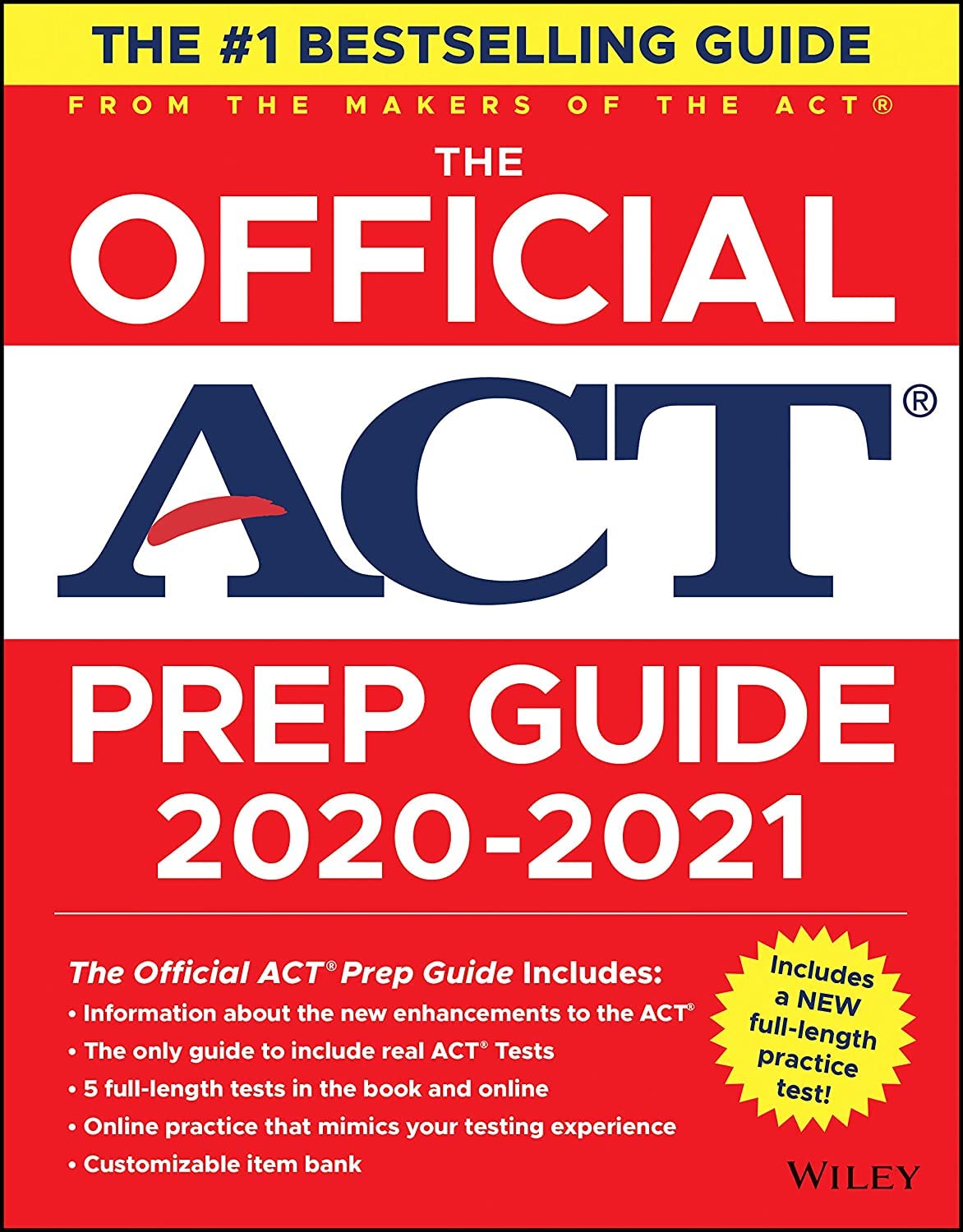 The Official Act Prep Guide 2020  2021, (Book + 5 Practice Tests + Bonus Online Content),Used