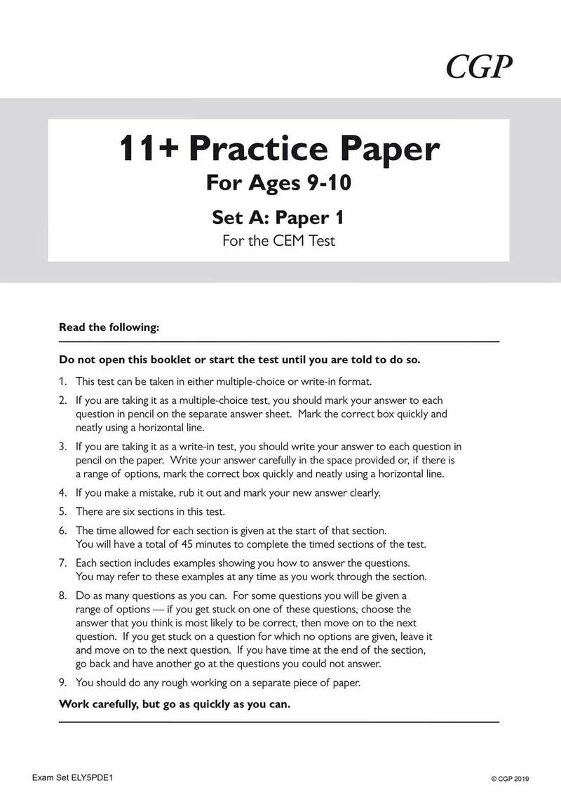 New 11+ CEM Practice Papers  Ages 910 (with Parents' Guide & Online Edition) (CGP 11+ CEM),Used