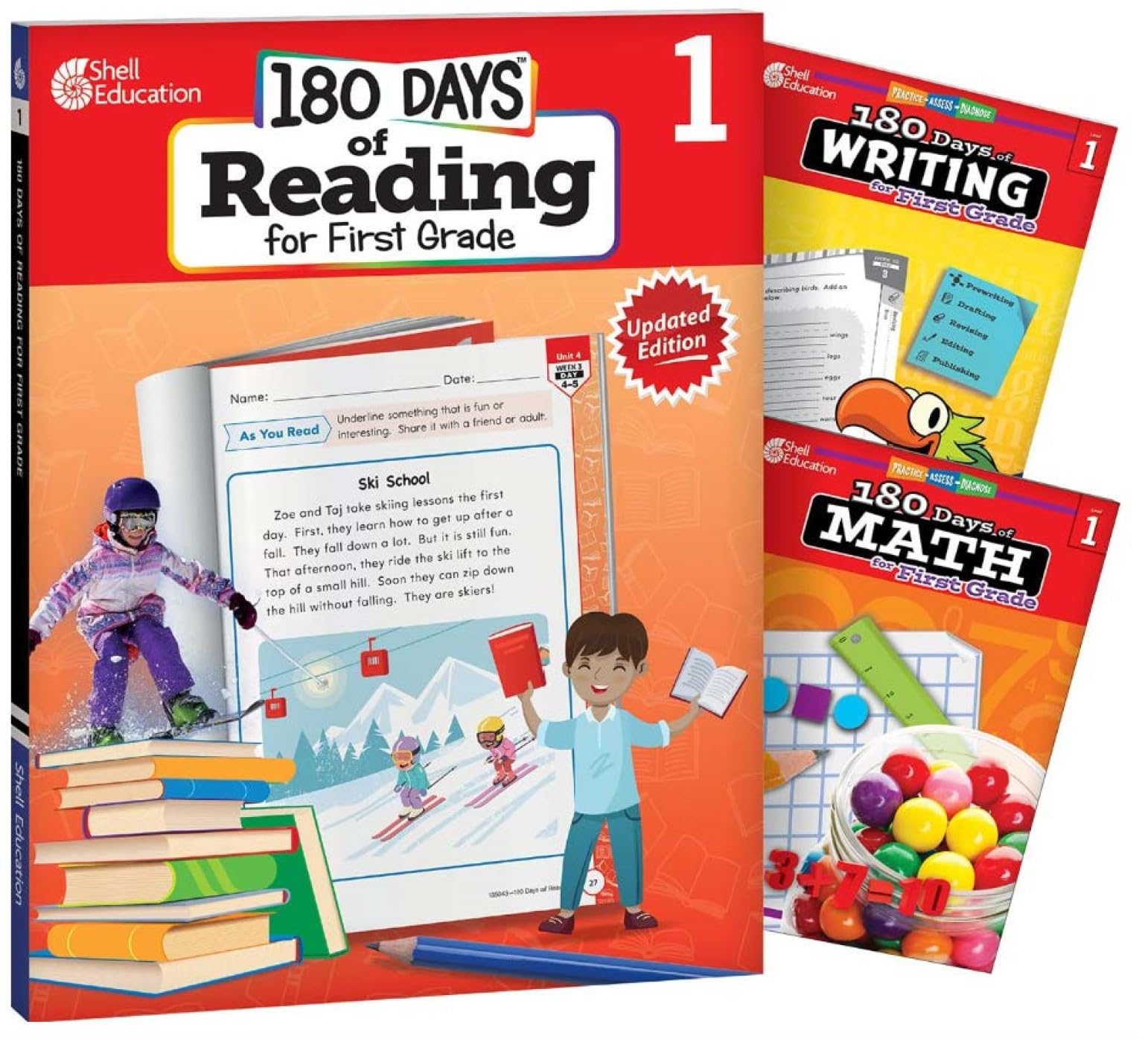 180 Days?: Includes Reading 2nd Edition, Writing, and Math for 1st Grade Practice Workbook for Classroom and Home, Cool and Fun ,Used
