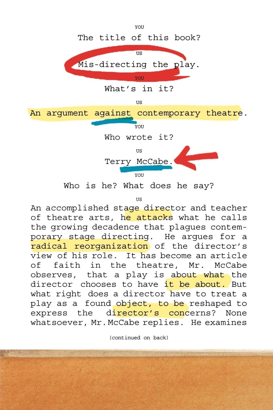 Misdirecting the Play: An Argument Against Contemporary Theatre,Used