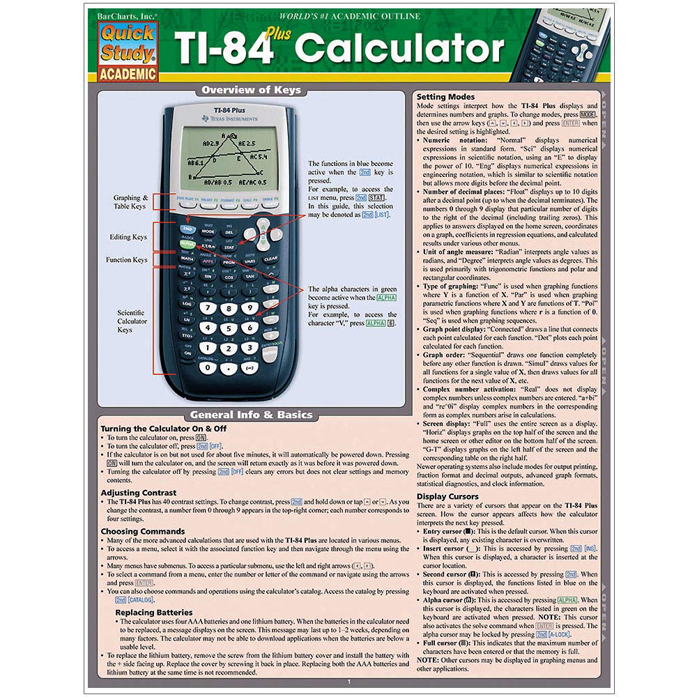Ti 84 Plus Calculator (Quick Study Academic),Used