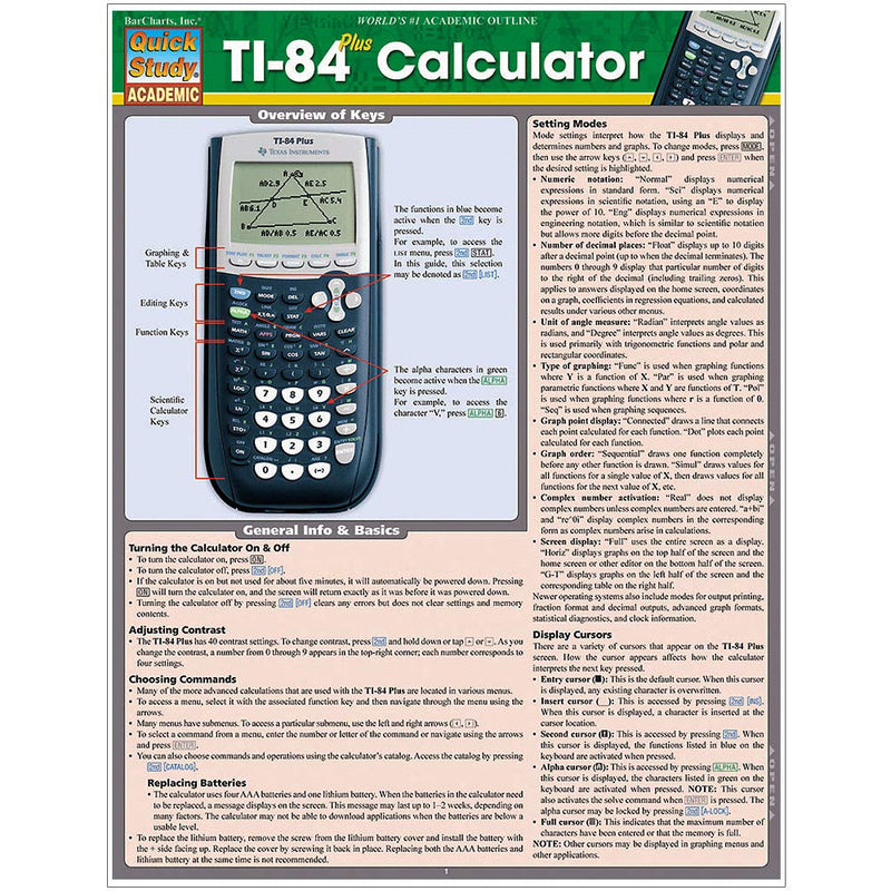 Ti 84 Plus Calculator (Quick Study Academic),Used