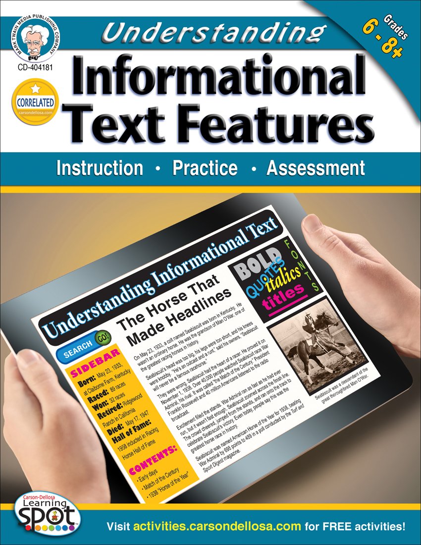 Mark Twain  Understanding Informational Text Features, Grades 6  8,Used