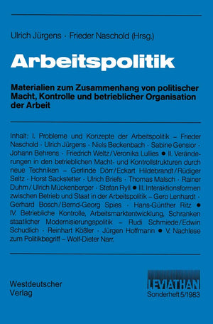 Arbeitspolitik (German Edition),Used