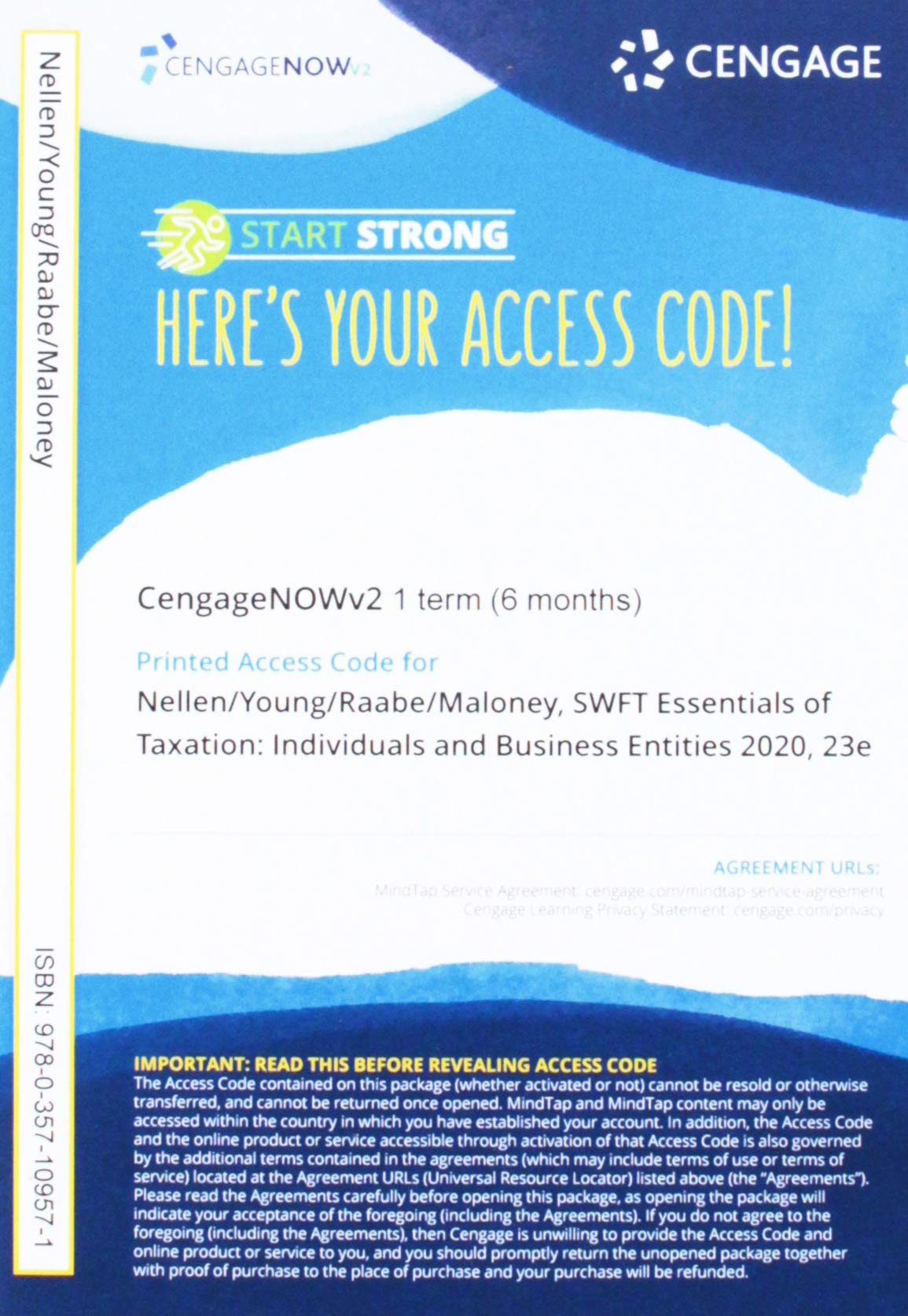 Bundle: SouthWestern Federal Taxation 2020, Looseleaf Version, 23rd + CNOWv2, 1 term Printed Access Card for Nellen/Young/Raab,Used