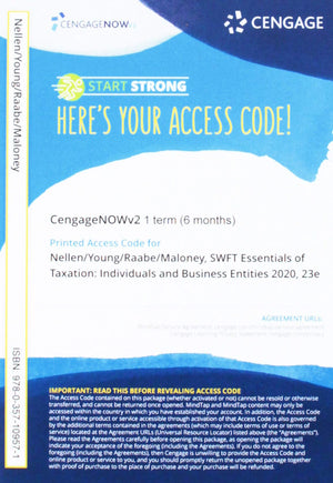 Bundle: SouthWestern Federal Taxation 2020, Looseleaf Version, 23rd + CNOWv2, 1 term Printed Access Card for Nellen/Young/Raab,Used
