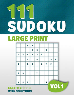 111 Sudoku Large Print: Puzzle book with 111 Easy Sudoku Puzzles in 9x9 with Solutions  8,5 x 11 Inch  Vol 1,Used