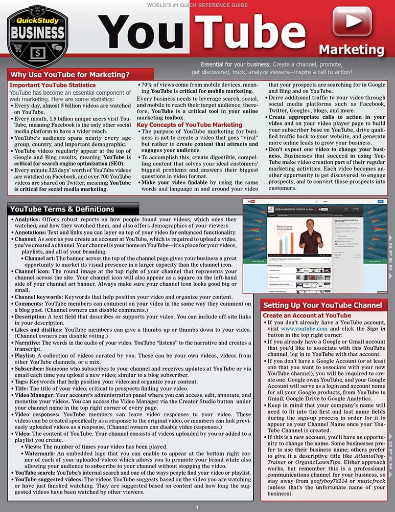 YouTube Marketing: a QuickStudy Laminated Reference Guide,Used