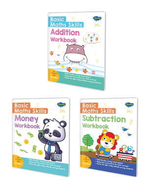 Basic Maths Skills Workbook | Set Of 3 Books | Addition, Subtraction, Money | Math Magic Extravaganza: Addition, Subtraction, Money Mastery
