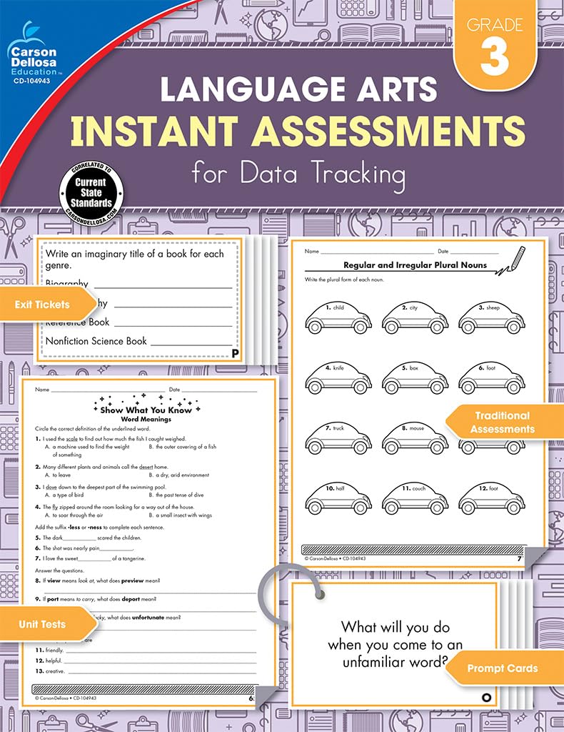 Carson Dellosa Instant Assessments for Data Tracking, Grade 3 Resource Book,Used