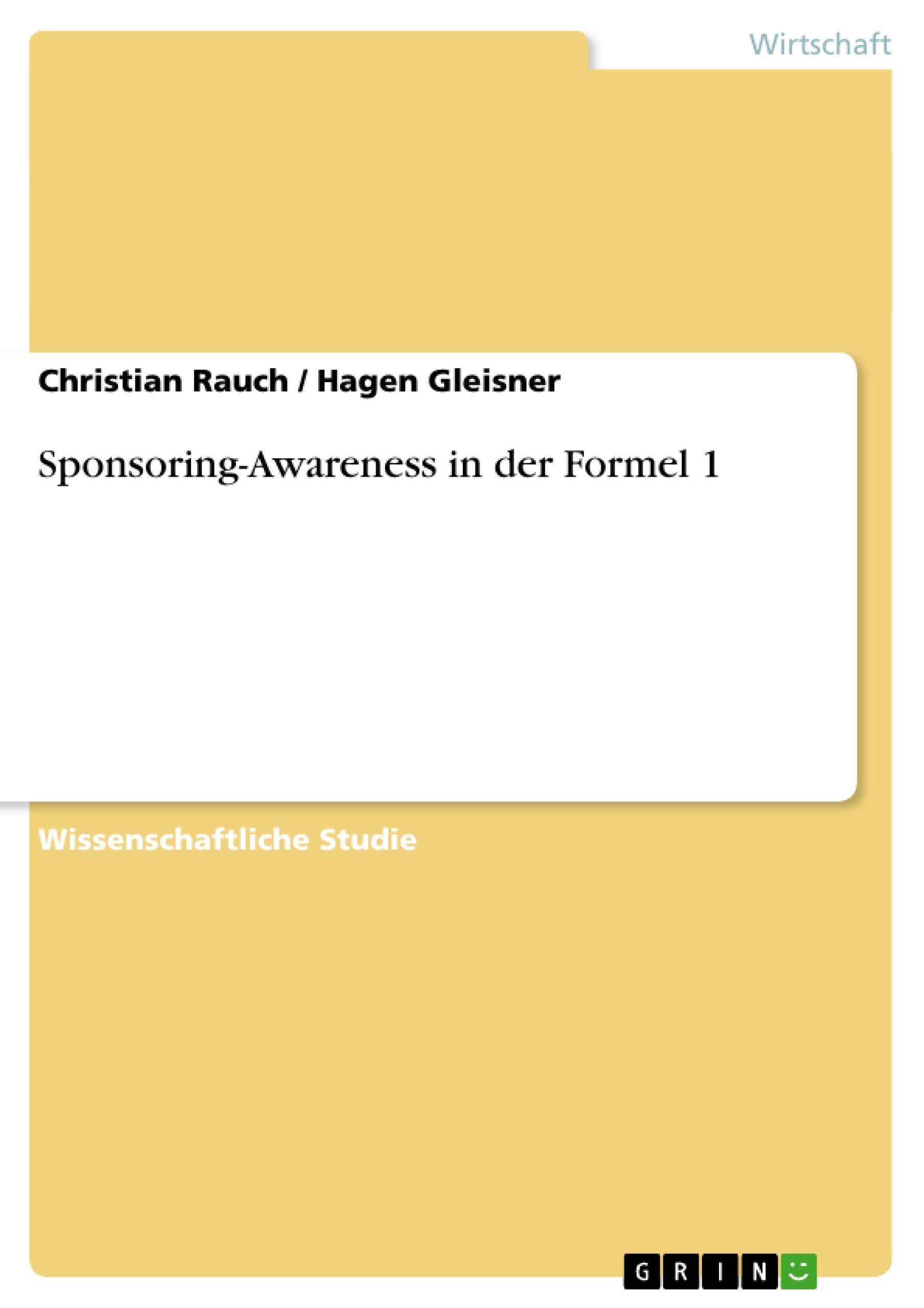 SponsoringAwareness in der Formel 1 (German Edition),Used