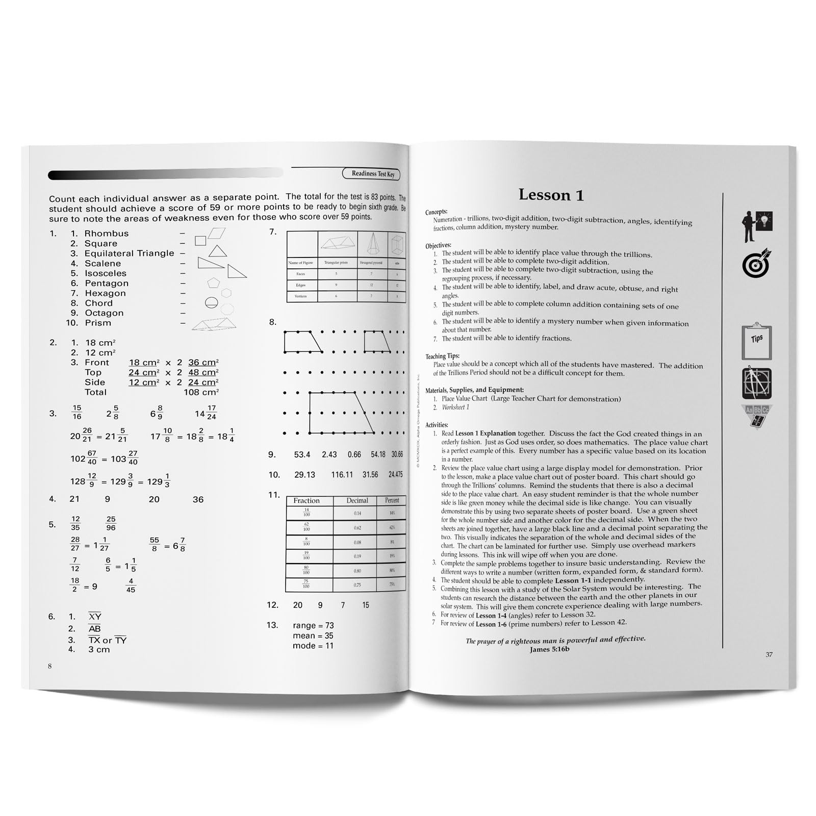 Horizon's Math 6th Grade Teacher's Guide,New