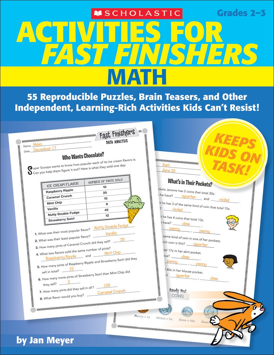 Activities for Fast Finishers: Math: 55 Reproducible Puzzles, Brain Teasers, and Other Independent, LearningRich Activities Kid,Used
