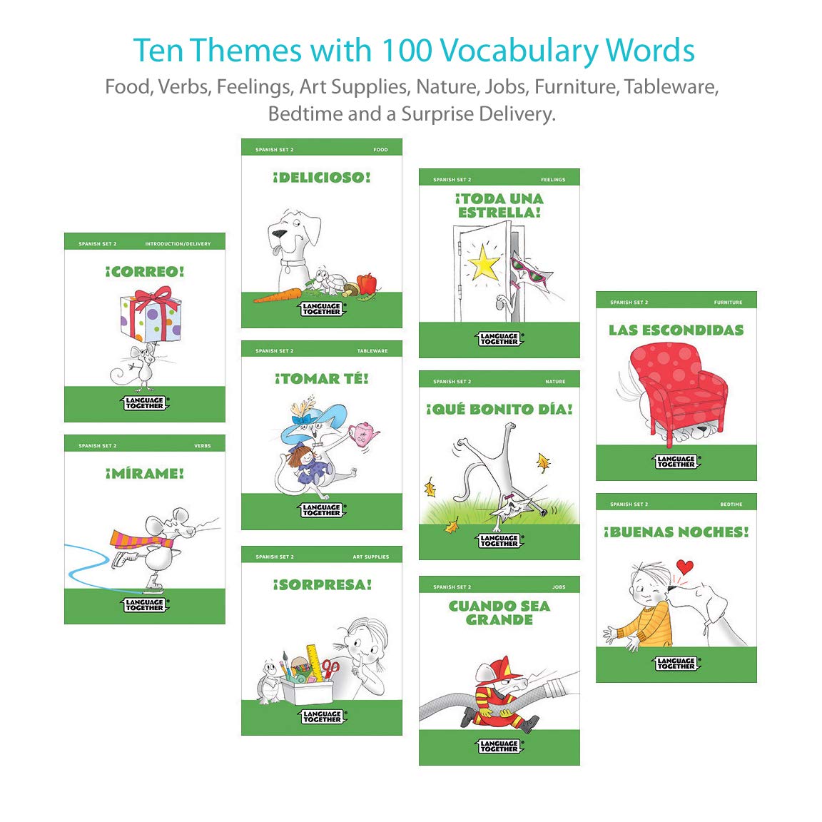 Spanish For Kids Set 2: 10 Beginner Spanish Reading Books For Kids With Online Audio And 100 More First Words: Learning Spanish ,New