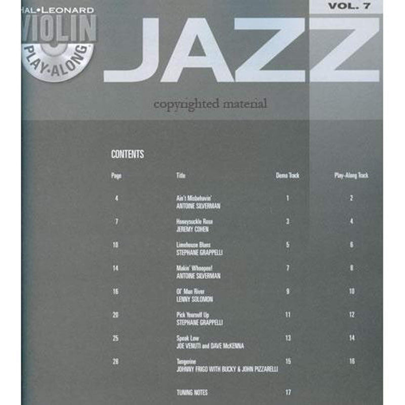 Jazz Violin PlayAlong Volume 7  Book/Online Audio (Violin PlayAlong, 7),Used