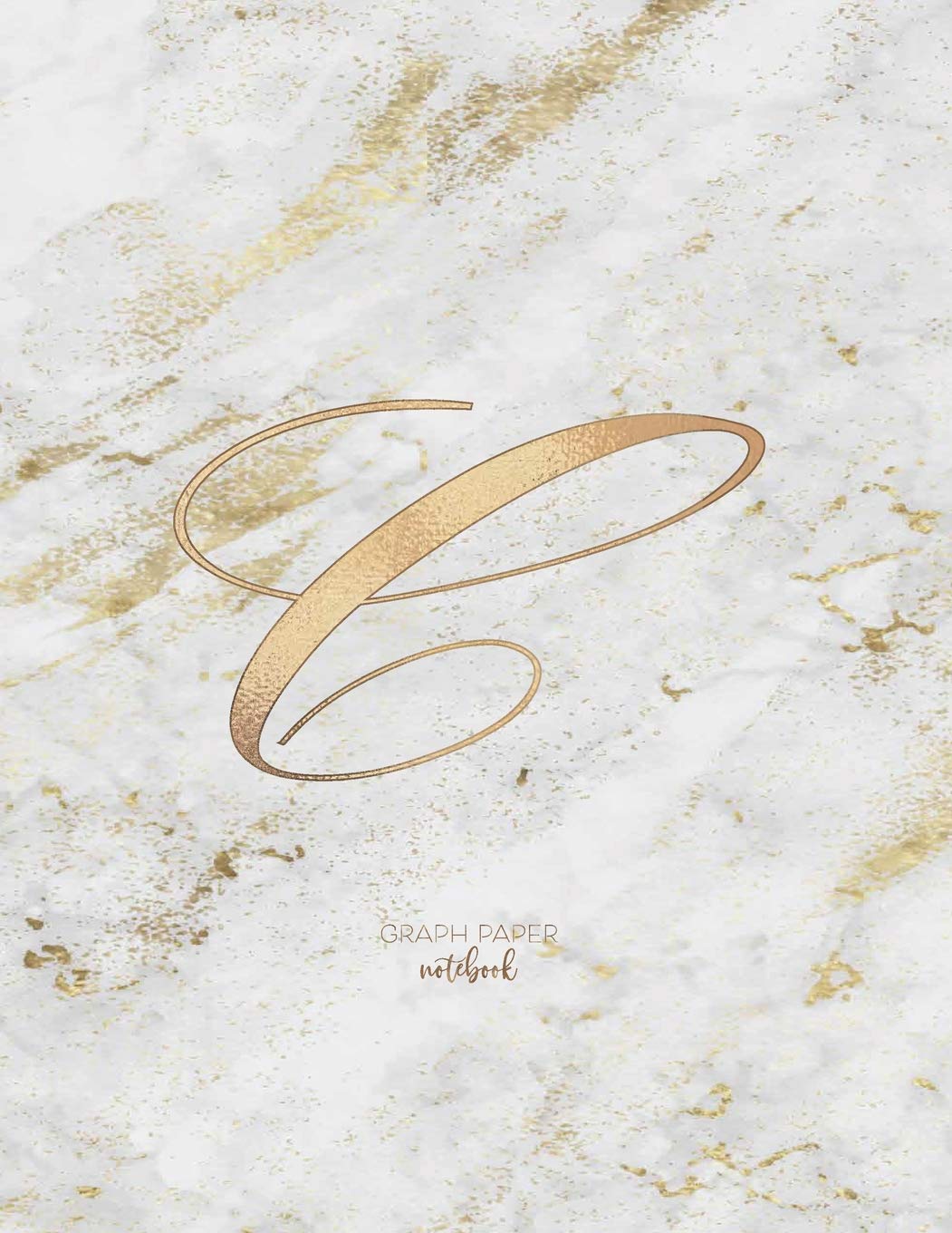 Graph Paper Notebook: Marble Elegant Gold Monogram Letter C  Grid and Quad rule (8.5x11