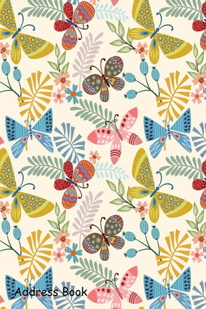 Address Book: For Contacts, Addresses, Phone, Email, Note,Emergency Contacts,Alphabetical Index With Butterfly Leaf Seamles Patt,Used