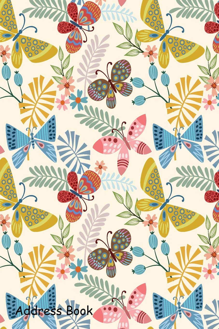 Address Book: For Contacts, Addresses, Phone, Email, Note,Emergency Contacts,Alphabetical Index With Butterfly Leaf Seamles Patt,Used