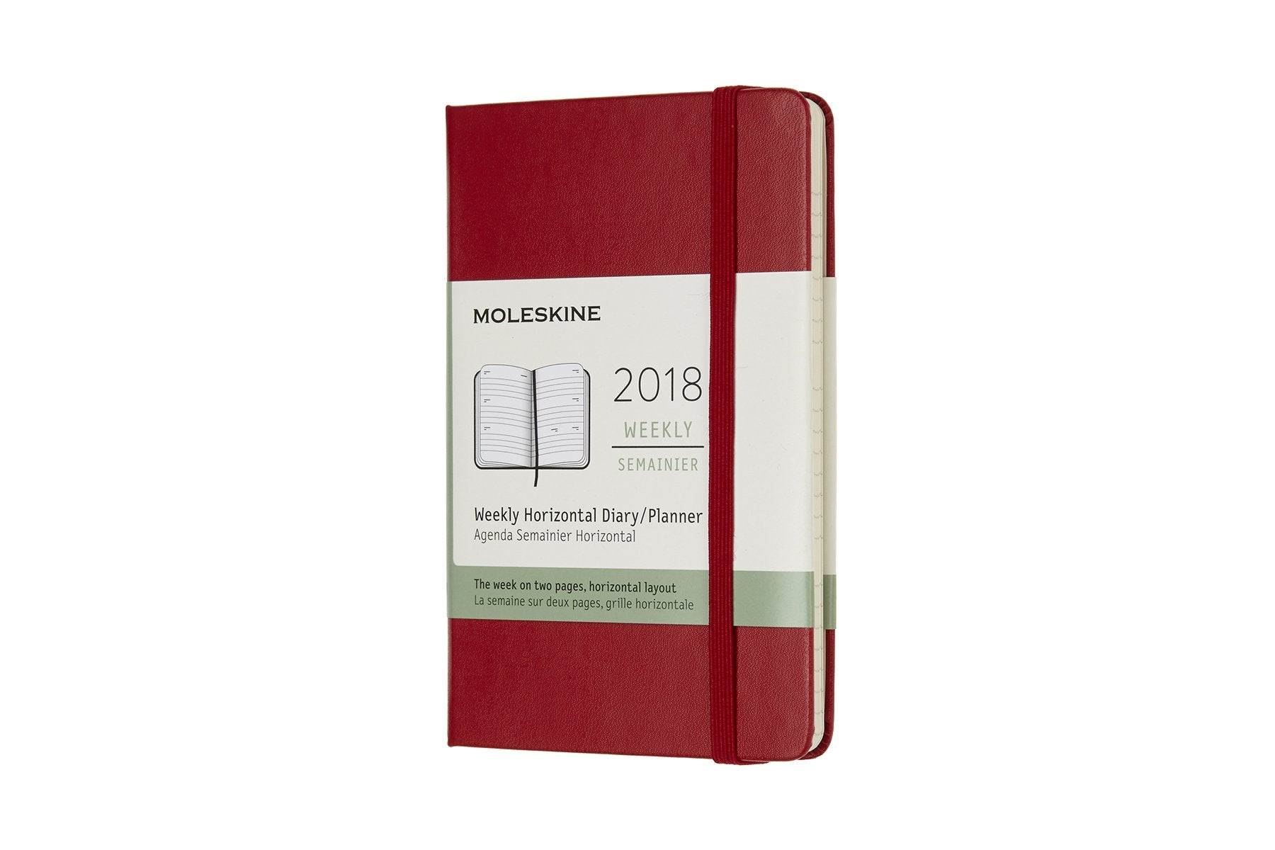 Moleskine 12 Month Weekly Horizontal Planner, Pocket, Scarlet Red, Hard Cover (3.5 X 5.5)