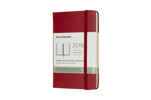 Moleskine 12 Month Weekly Horizontal Planner, Pocket, Scarlet Red, Hard Cover (3.5 X 5.5)