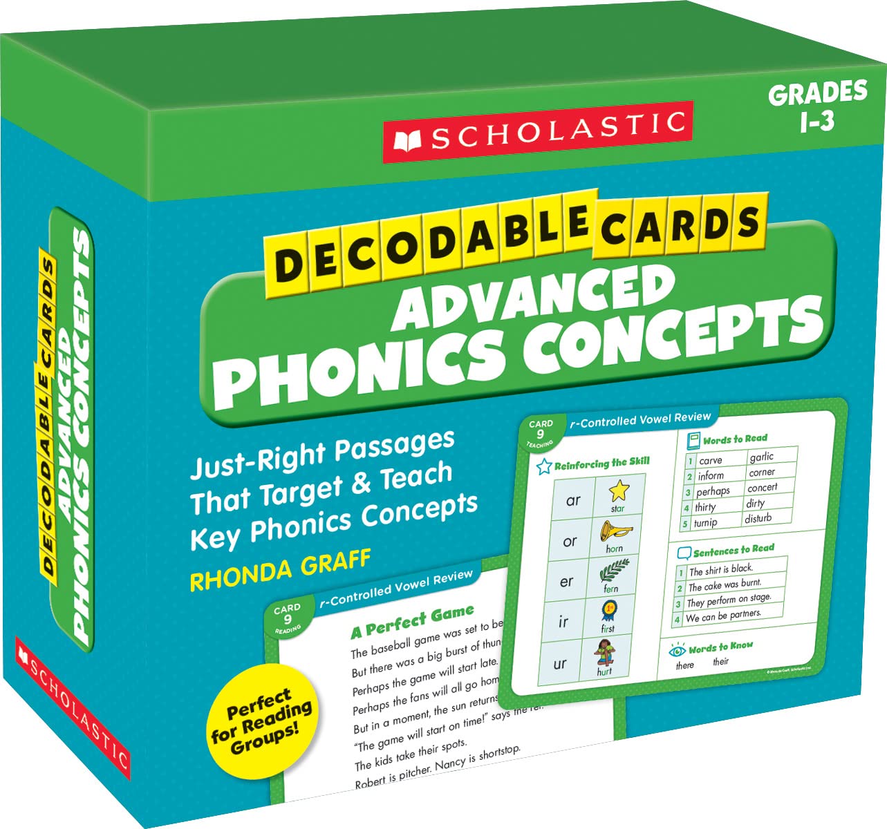 Decodable Cards: Advanced Phonics Concepts: JustRight Passages That Target & Teach Key Phonics Concepts (Scholastic, Grades 13,New