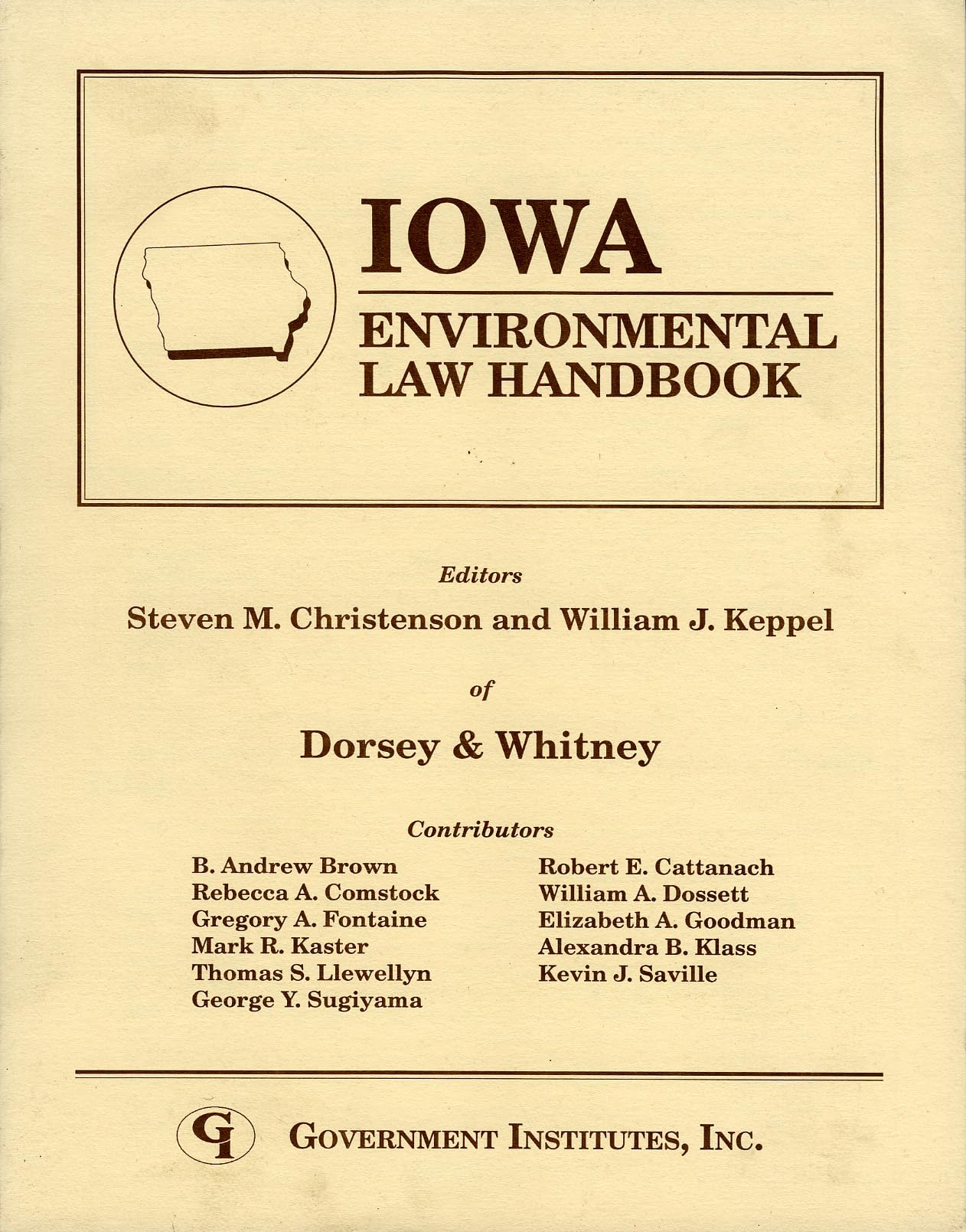Iowa Environmental Law Handbook (State Environmental Law Handbooks),Used