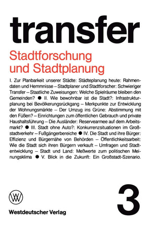 Stadtforschung Und Stadtplanung (Transfer) (German Edition),Used