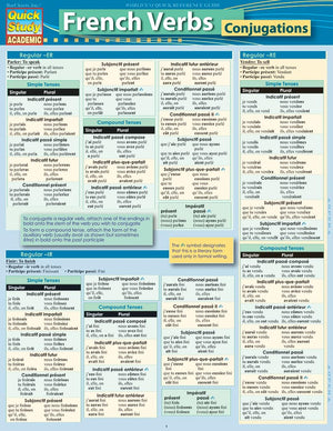 French Verb Conjugations QuickStudy Laminated Reference Guide (QuickStudy Academic) (French Edition),Used