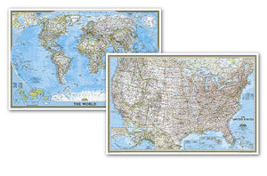 National Geographic World and United States Maps  Classic (Poster Size: 36 x 24 in) [Map Pack Bundle] (National Geographic Refe,Used