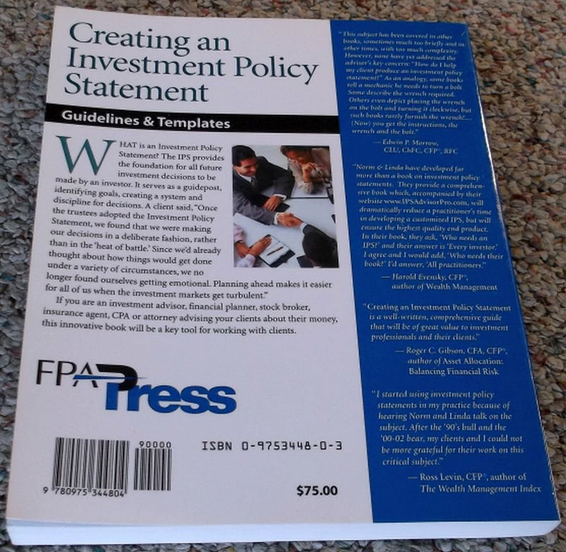Creating an Investment Policy Statement,Used