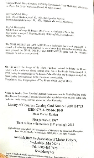 Diary: Divine Mercy in My Soul,New