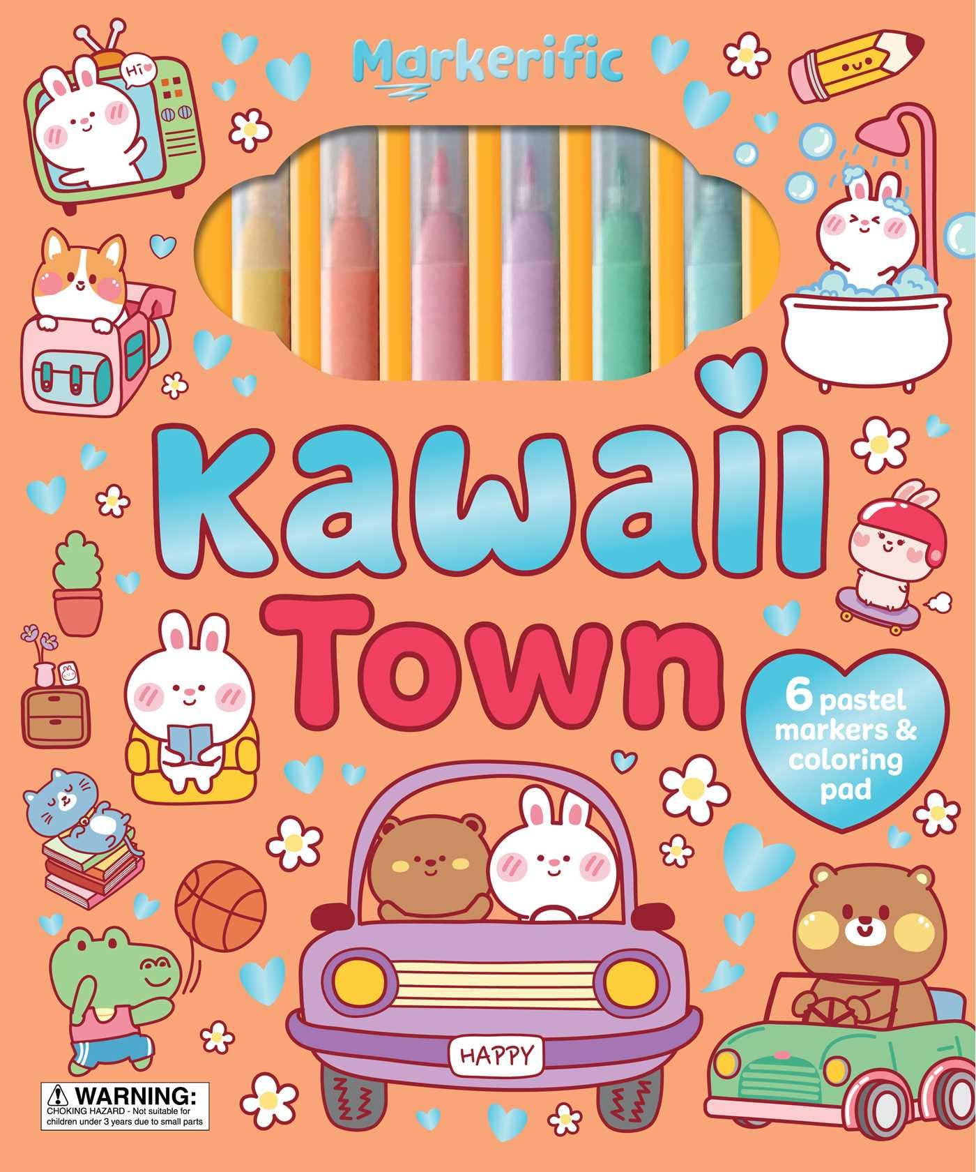 Markerific: Kawaii Town: Activity Folder With 6 Markers