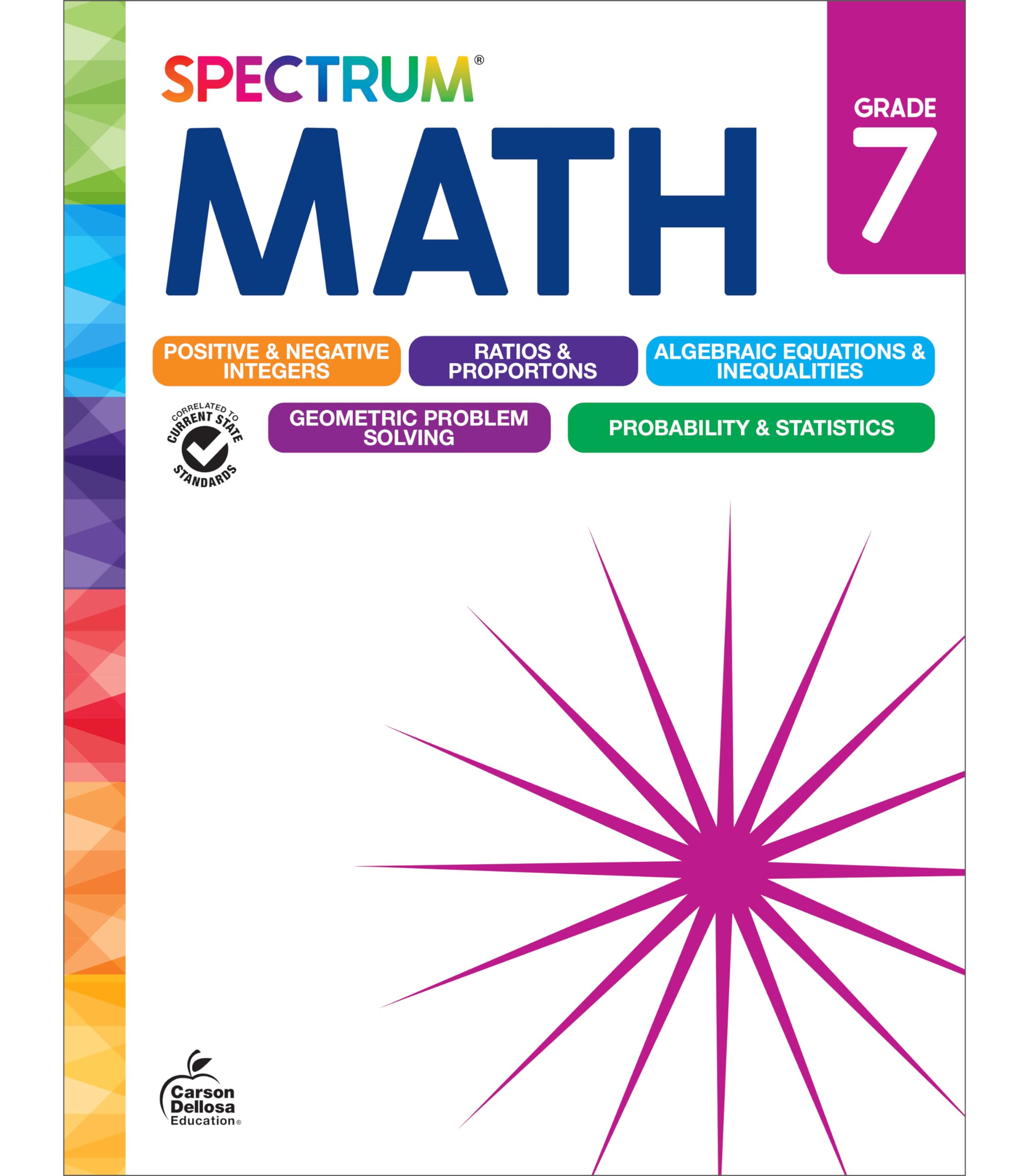 Spectrum 7th Grade Math Workbooks, Mathematics Middle School Books Covering Geometry, Algebra, Ratio, Integers, and More, Classr
