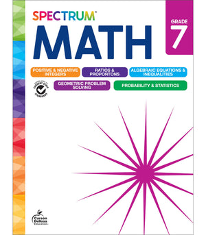 Spectrum 7th Grade Math Workbooks, Mathematics Middle School Books Covering Geometry, Algebra, Ratio, Integers, and More, Classr