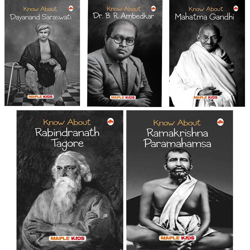 Social Reformers Of India (Set Of 5 Books) - Rabindranath Tagore, Dayananda Saraswati, Ramakrishna Paramahamsa, B.R Ambedkar, Mahatma Gandhi - Biographies For Children - Knowledge Books - Book For Kids 6 To 15 Years Old