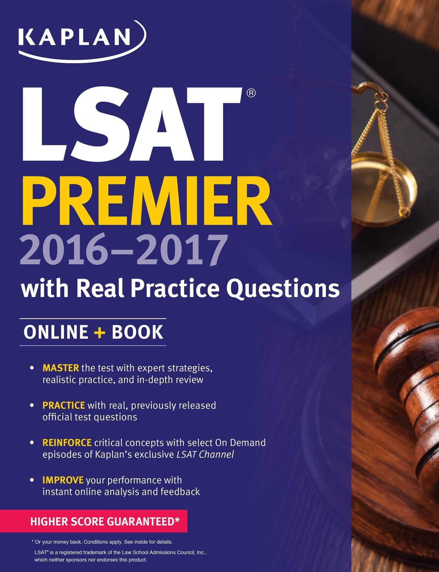 Kaplan LSAT Premier 20162017 with Real Practice Questions: Book + Online (Kaplan Test Prep),Used