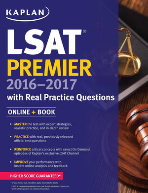 Kaplan LSAT Premier 20162017 with Real Practice Questions: Book + Online (Kaplan Test Prep),Used