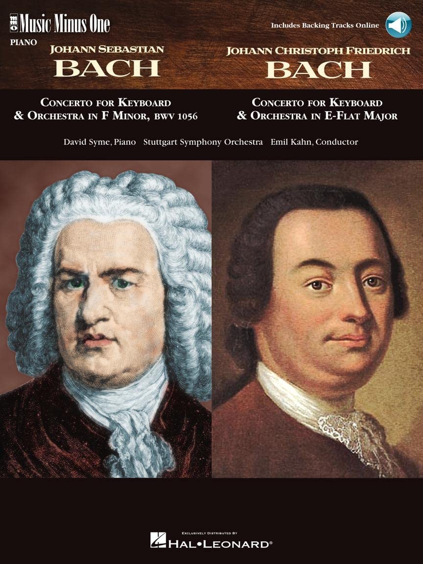 J.S. Bach  Concerto In F Minor, Bmv1056 & J.C.F. Bach  Concerto In Eflat Major: Music Minus One Piano Book/Online Audio,Used