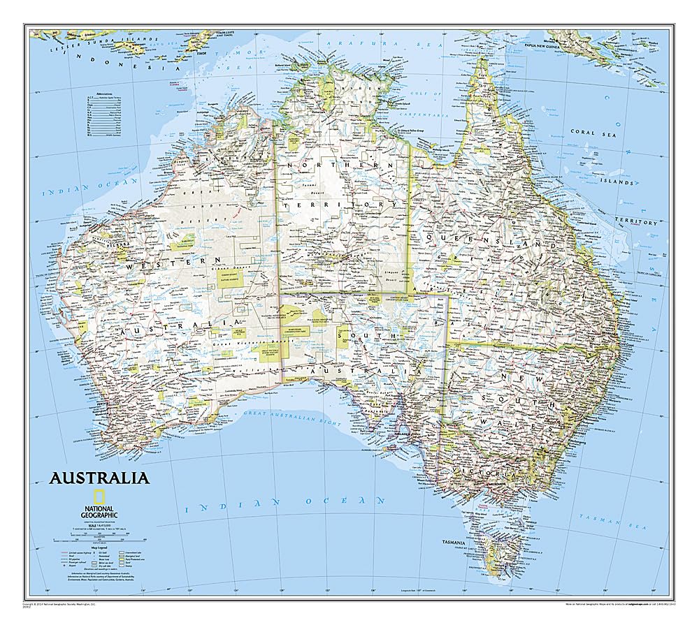 National Geographic Australia Wall Map  Classic (30.25 X 27 In) (National Geographic Reference Map)