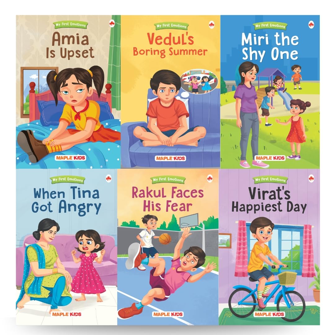 Story Books For Kids - Emotions (Illustrated) (Set Of 6 Books) - Feelings Book - Sad, Shy, Fear, Happy, Angry, Boring - English Reader - Grandma Stories - Age 3+ - Read Aloud To Infants, Toddler