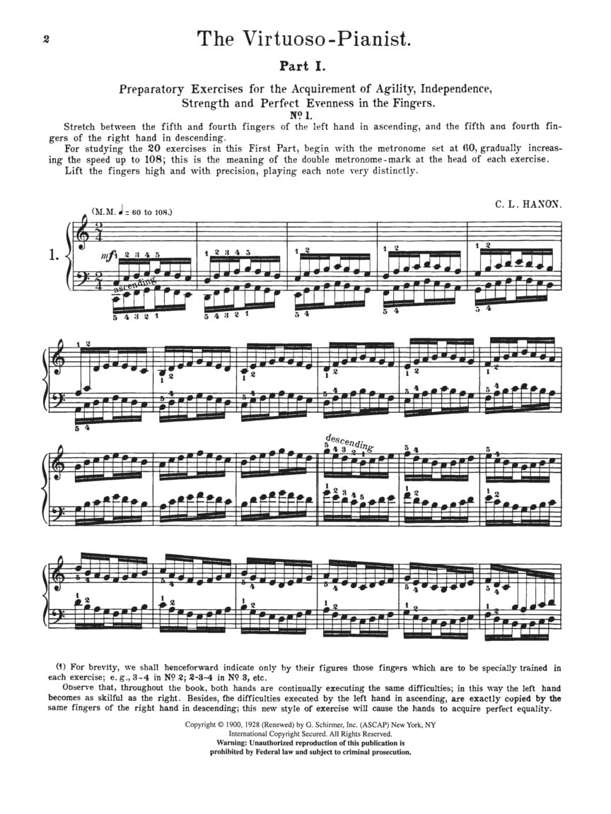 Hanon: The Virtuoso Pianist In Sixty Exercises For The Piano, Vol. 925, Complete (Schirmer's Library Of Musical Classics),Used