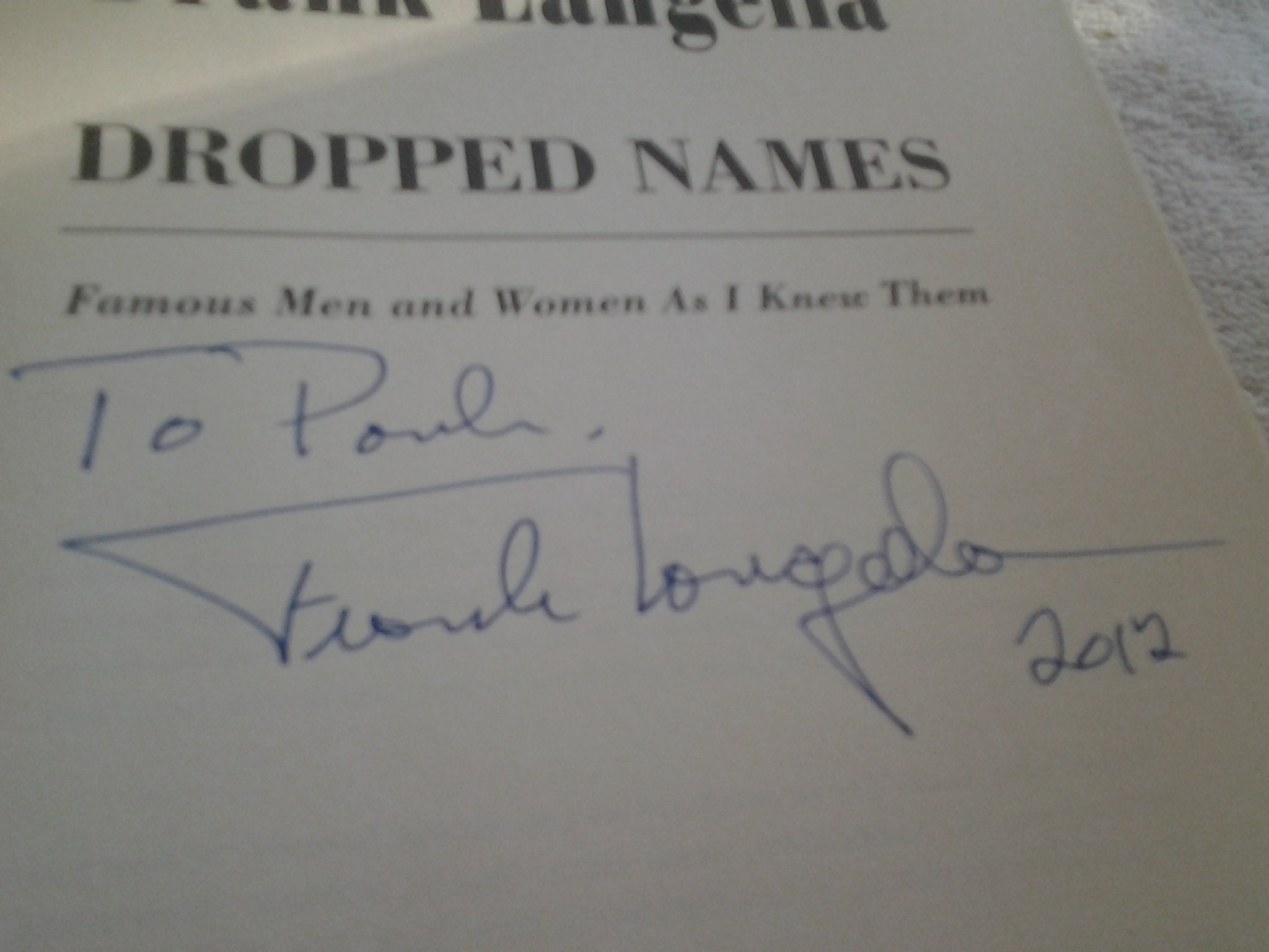 Dropped Names: Famous Men And Women As I Knew Them