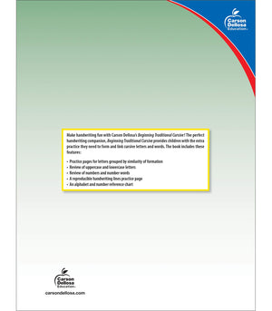Carson Dellosa Grades 13 Beginning Traditional Cursive Handwriting Workbook, Writing Book With Dry Erase Number And Letter Trac