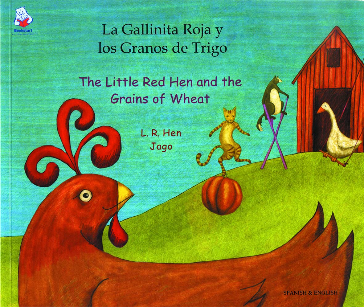 Mantra Lingua The Little Red Hen And The Grains Of Wheat, Spanish And English Bilingual Book,Used