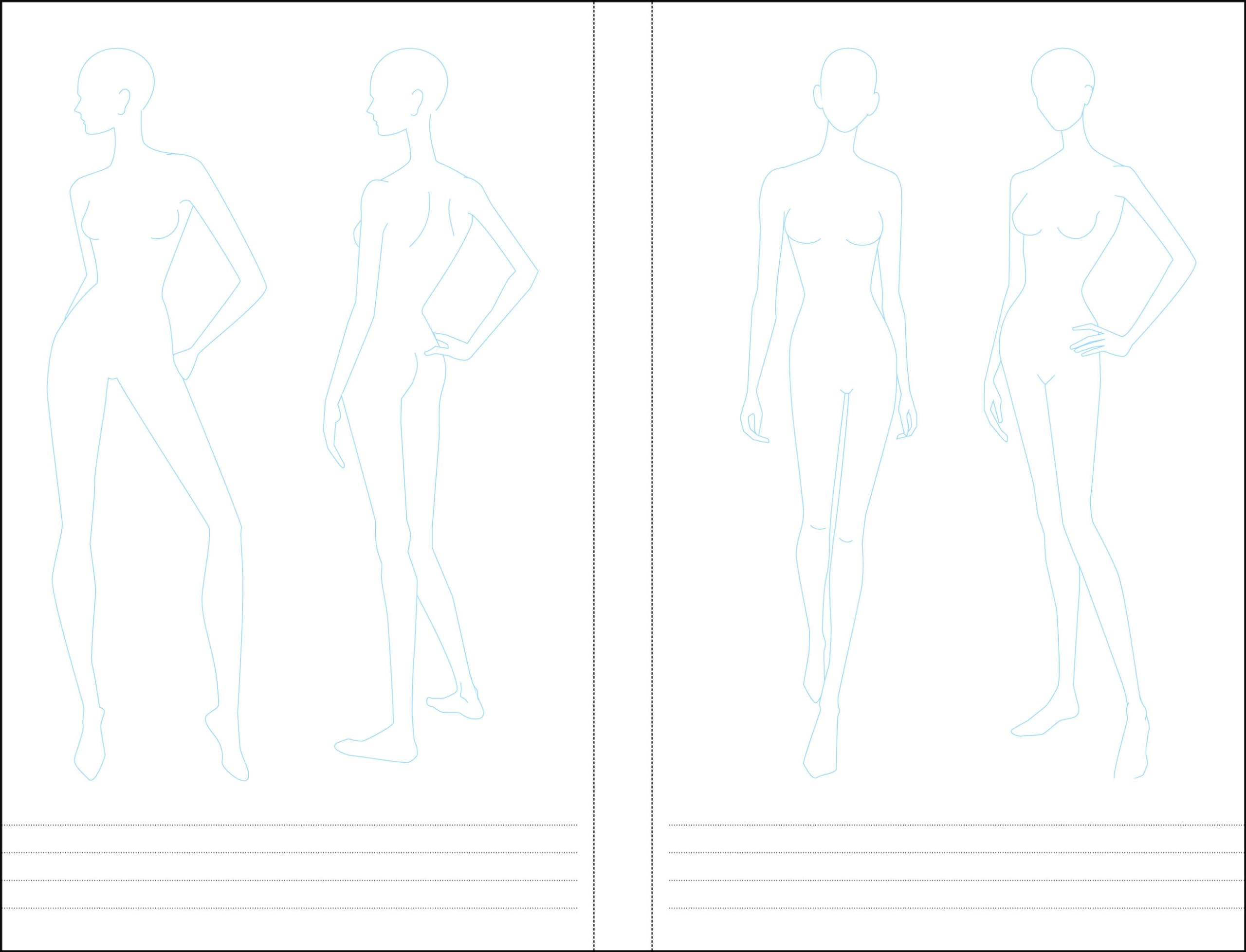 Essentials Fashion Sketchbook (366 Figure Templates to create your own designs!) Fashion Sketchpad,Used