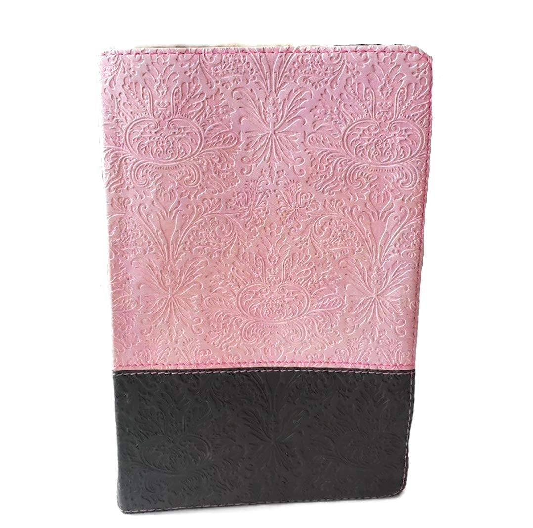 Holy Bible NLT, Personal Size Large Print edition, TuTone (Red Letter, LeatherLike, Pink/Brown),Used
