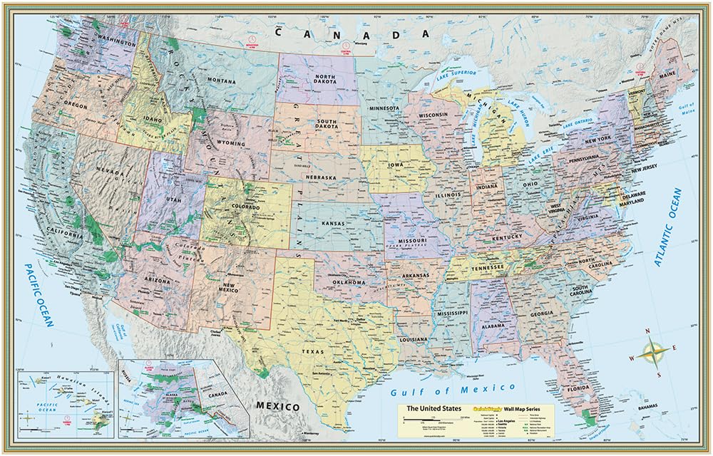 U.S. Map Poster (32 x 50 inches)  Laminated:  a QuickStudy Reference,Used